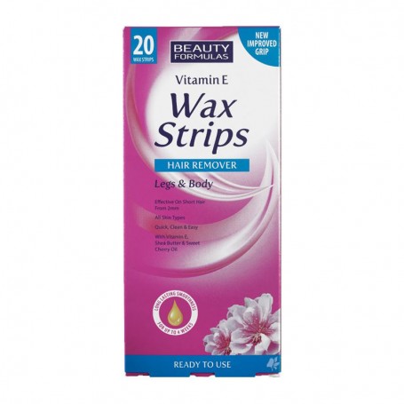 Beauty Formulas - Legs and Body wax strips - Vitamin E 20 uds.